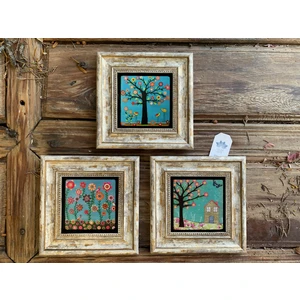 Oscar Stone Ithal Çerçeveli Taş Baskılı Duvar Tablosu Seti ( 20 x 20 Cm) 3 Lü Set -Oscar Stone Decor