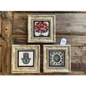 Oscar Stone Çerçeveli Taş  Baskılı Duvar  Tablosu Seti ( 20 x 20 Cm) 3 Lü Set -Oscar Stone Decor