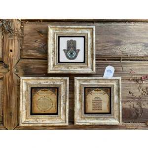 Oscar Stone Decor Çerçeveli Taş Duvar  Dekoru 20 x 20 cm Çini Nar Ağacı Desen Fatma Ana