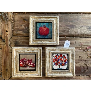 Oscar Stone Decor Çerçeveli Taş Duvar  Dekoru 20 x 20 cm Fatma Ana Eli Desen Çini