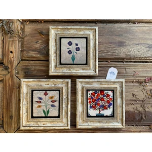 Oscar Stone Decor Çerçeveli Taş Duvar  Dekoru 20 x 20 cm 3 Lü Set Kaftan Vav
