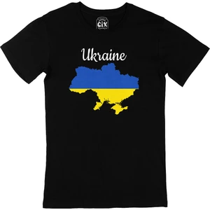 Ukrayna Haritalı ve Bayraklı Siyah Tişört