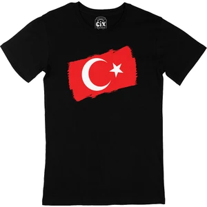 Dikdörtgen Türk Bayraklı Siyah Tişört