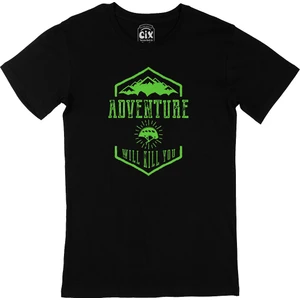 Yeşil Adventure Will Kill You Siyah Tişört