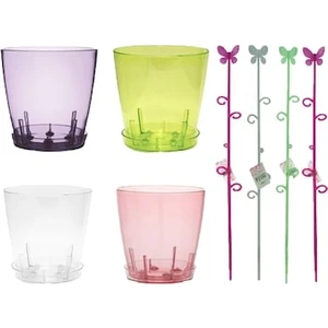 Orkide Saksısı 1.6 Lt Tabaklı 4'lü+Destek Çubuğu 54 cm 4 Adet