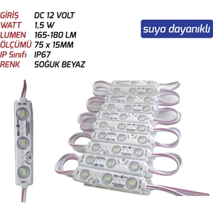 Js-Modül LED 1,5 W 12V Soğuk Beyaz Renk 20 Adet Paket Sıralı ((Suya Dayanıklı))