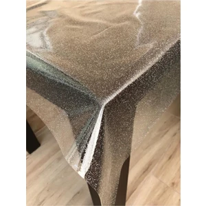 Gümüş Simli Pvc Muşamba Masa Örtüsü