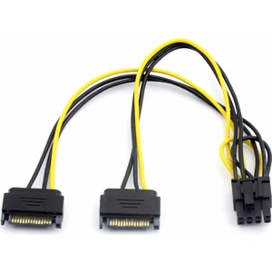 4327 2x Sata To 8 Pin (6+2 ) Pci-E Express Güç Molex Power Kablosu Çevirici Dönüştürücü