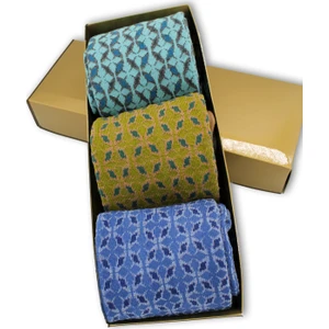 Cf Color Feet 3'lü Paket Renkli Karışık Jakar Desenli Kutulu Erkek Çorap