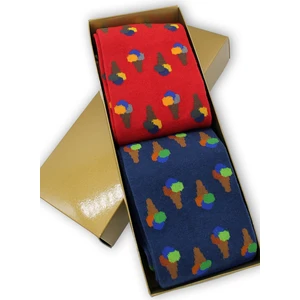 Cf Color Feet 2'li Paket Dondurma Desenli Kutulu Erkek Çorap