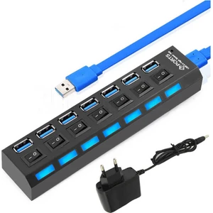 7 Port USB 3.0 Çoklayıcı Hub Adaptörlü Ledli On/off Anahtarlı