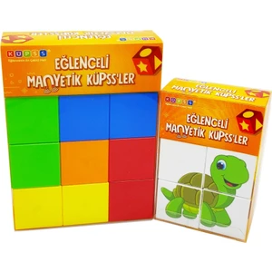 Manyetik Küp Tanışma Seti ( Klasik Renk Mıknatıslı Küp + Hayvanlar Puzzle ))