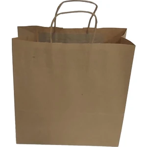 1001 Ambalaj Kraft Kağıt Çanta 32 x 12 x 41 cm Dışı Kraft Içi Kraft Sapı Kraft Burgu 90 Gram 25 Adet