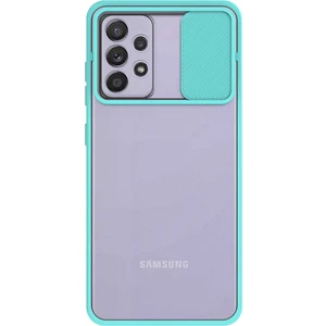 Case World Samsung Galaxy A52 ile Uyumlu Kapak Lensi Açılır Kapanır Kamera Korumalı Silikon ile Uyumlu Kılıf - Turkuaz