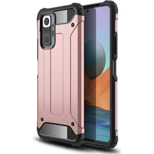 Xiaomi Redmi Note 10 Pro Kapak Çift Katmanlı Zırh Tank Kılıf - Rose Gold