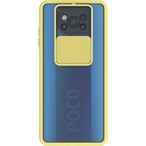 Xiaomi Poco X3 Kapak Lensi Açılır Kapanır Kamera Korumalı Silikon Kılıf - Sarı