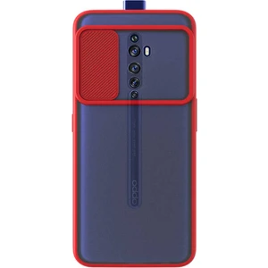 Oppo Reno 2z Kapak Lensi Açılır Kapanır Kamera Korumalı Silikon Kılıf - Kırmızı