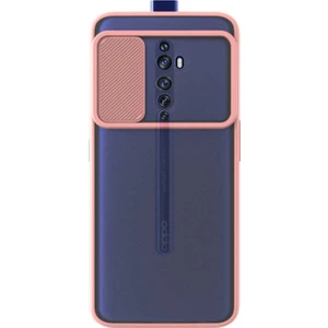 Oppo Reno 2z Kapak Lensi Açılır Kapanır Kamera Korumalı Silikon Kılıf - Pudra