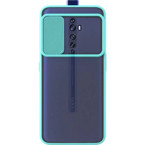 Kzy Oppo Reno 2z Kapak Lensi Açılır Kapanır Kamera Korumalı Silikon Kılıf - Turkuaz