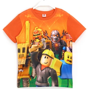 Baskılı Erkek Çocuk Kısa Kollu T-Shirt 5 - 13 Yaş Turuncu