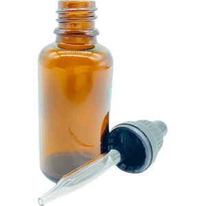 Cam Amber Şişe Ince Cam Damlalık Kırılır Kapak Siyah 10 Adet 30 ml