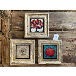 Oscar Stone Decor Çerçeveli Taş Duvar  Dekoru 20 x 20 cm 3 Lü Set Tree Of Life Tile Fatma Ana
