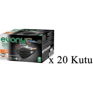 Evony Black Elastik Kulaklı Siyah Maske 1000 Adet