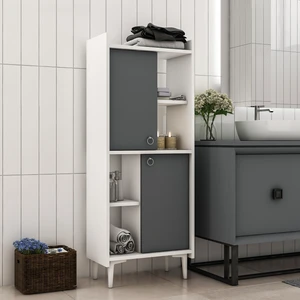 Cantek Dizayn Leeds Banyo Dolabı ve Çok Amaçlı Dolap Beyaz-Antrasit