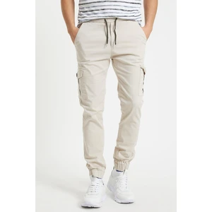 Serseri Jeans Slim Fit None Denim Yandan Cepli Bel Bağcıklı, Paçaları Lastikli Esnek Kumaş Erkek Kargo Pantolon