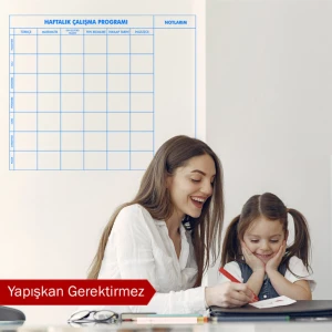 Pi Papers Ortaokul Için Haftalık Planlayıcı - Elektrostatik Özellikle Yapışkansız Tutunan Akıllı Kağıt Pano