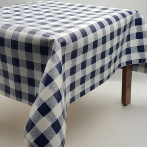 K&M Hometex Astarlı Silinebilir Pvc Muşamba Masa Örtüsü Kareli - Mavi