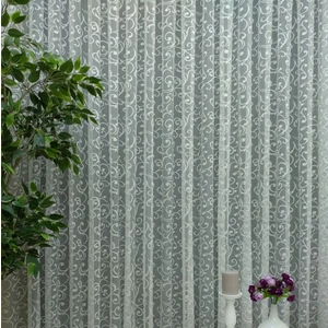 Perde Alemi Şal Desen Fransız Dantel Tül Perde,  200X250, Seyrek Pile, 1/2
