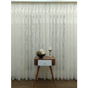 Perde Alemi Gül Desenli Dantel Tül Perde,  100X250, Seyrek Pile, 1/2