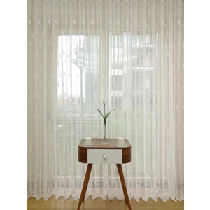 Perde Alemi Etek Ucu Yoğun Desenli Dantel Tül Perde,  500X250, Seyrek Pile, 1/2