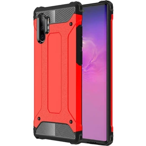 Hesaplı Dünya Samsung Galaxy Note 10+ Plus Kılıf Koruyucu Çift Katmanlı Armor Case Kırmızı