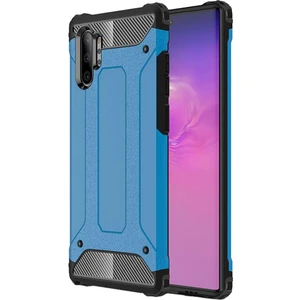 Hesaplı Dünya Samsung Galaxy Note 10+ Plus Kılıf Koruyucu Çift Katmanlı Armor Case Mavi