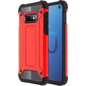 Hesaplı Dünya Samsung Galaxy S10E Kılıf Koruyucu Çift Katmanlı Armor Case Kırmızı