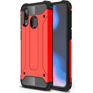 Hesaplı Dünya Samsung Galaxy A30 A305 Kılıf Koruyucu Çift Katmanlı Armor Case Kırmızı