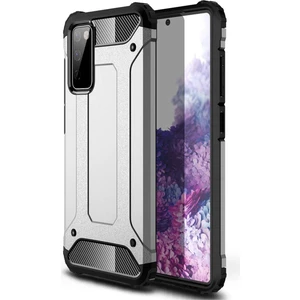 Hesaplı Dünya Samsung Galaxy S20 Fe Kılıf Koruyucu Çift Katmanlı Armor Case Gümüş