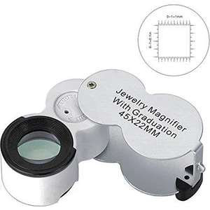 45X 22MM Katlanır Ölçekli Optik Lens 2 Beyaz LED 1 Uv LED Işıklı