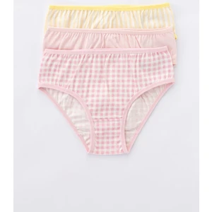 Çok Renkli Kız Çocuk Veg-T Plaid 3lü Slip Külot