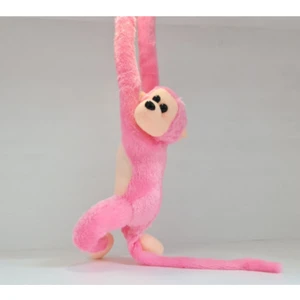 Peluş Sarılan Maymun Sesli 70CM Pembe