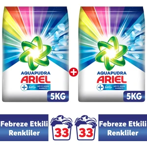 Plus Toz Çamaşır Deterjanı Febreze Etkili Parlak Renkler 5 kg + 5 kg