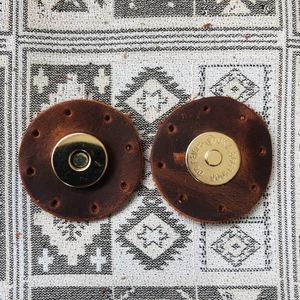 Alfa Tasarım Atölyesi Altın Mıknatıslı Yuvarlak Hakiki Deri Çanta Çıtçıtı