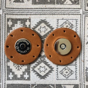 Alfa Tasarım Atölyesi Gümüş Mıknatıslı Yuvarlak Hakiki Deri Çanta Çıtçıtı