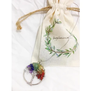 art Doğaltaş Çakra Hayat Ağacı Paslanmaz Çelik Kolye