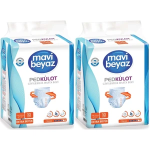 Mavi Beyaz Ped Emici Külot Hasta Bezi Xl Ekstra Büyük 60 Adet (2pk*30)