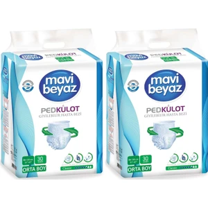 Mavi Beyaz Ped Emici Külot Hasta Bezi Medium Orta 60 Adet (2pk*30)