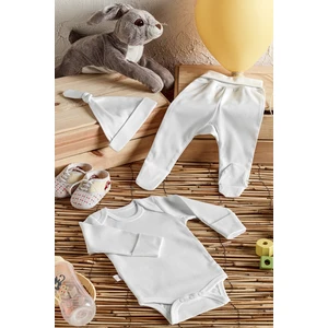 Tiny Lamb Tinylamb Snow Star Organik Pamuk Penye Yeni Doğan Mini Set - Patikli Pijamalı - 3 Parça