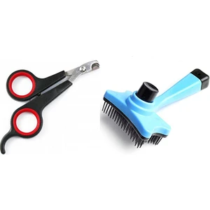 Evcil Hayvan Tırnak Makası ve Otomatik Temizlenen Tuşlu Evcil Hayvan Fırçası